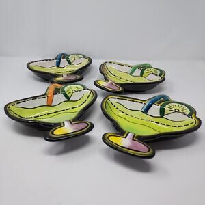 Margarita Time Ceramic Snack Bowls Set of 4 Multi Colored by Clay Art